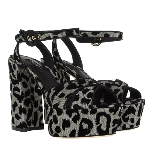 Dolce&Gabbana Keira Leopard Plattform Sandal Argento/Nero Pump