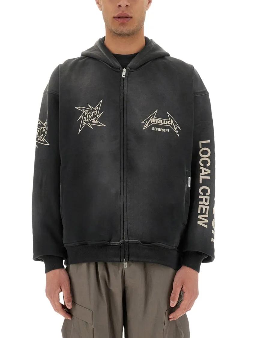 Thumbnail - Represent - Oversized Zip-Up Hoodie With Bold Graphics - Größe XL - schwarz