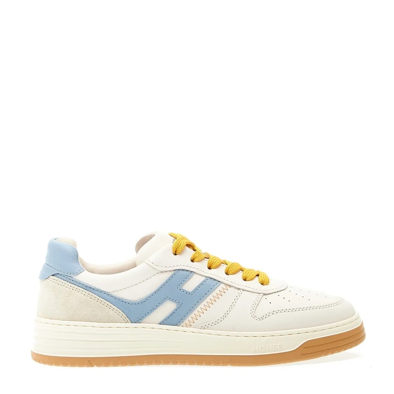 Hogan Lage-top sneaker White Leather Basket Sneakers Light Blue White