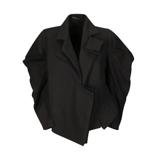 Yohji Yamamoto Übergangsjacke Asymmetric Jacket With Concealed Snap Button Faste Black