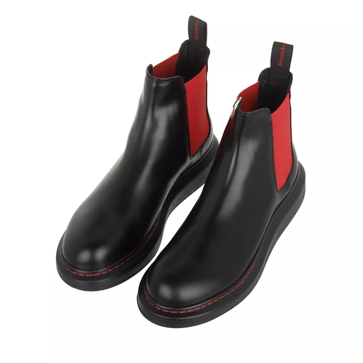 Alexander mcqueen black and 2025 red chelsea leather boots