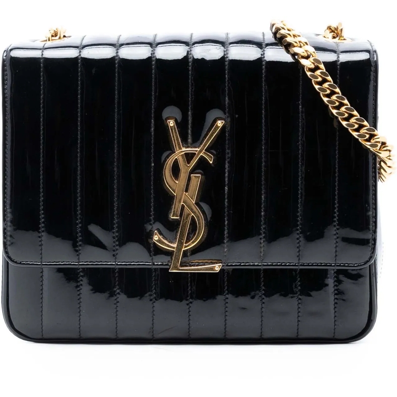 Saint Laurent Schultertasche Large Patent Vicky Crossbody schwarz