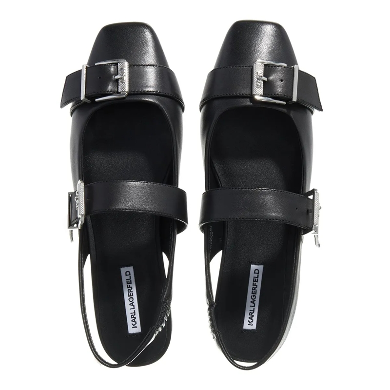 Karl Lagerfeld Ballerines Konnie Double Buckle Sling Black Lthr(Image 5)