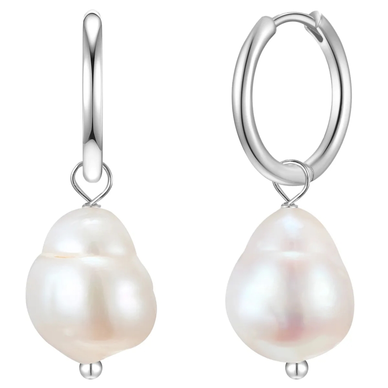 Glanzstücke München Ohrhänger Sterling Silber Creolen Süßwasser-Zuchtperle silber
