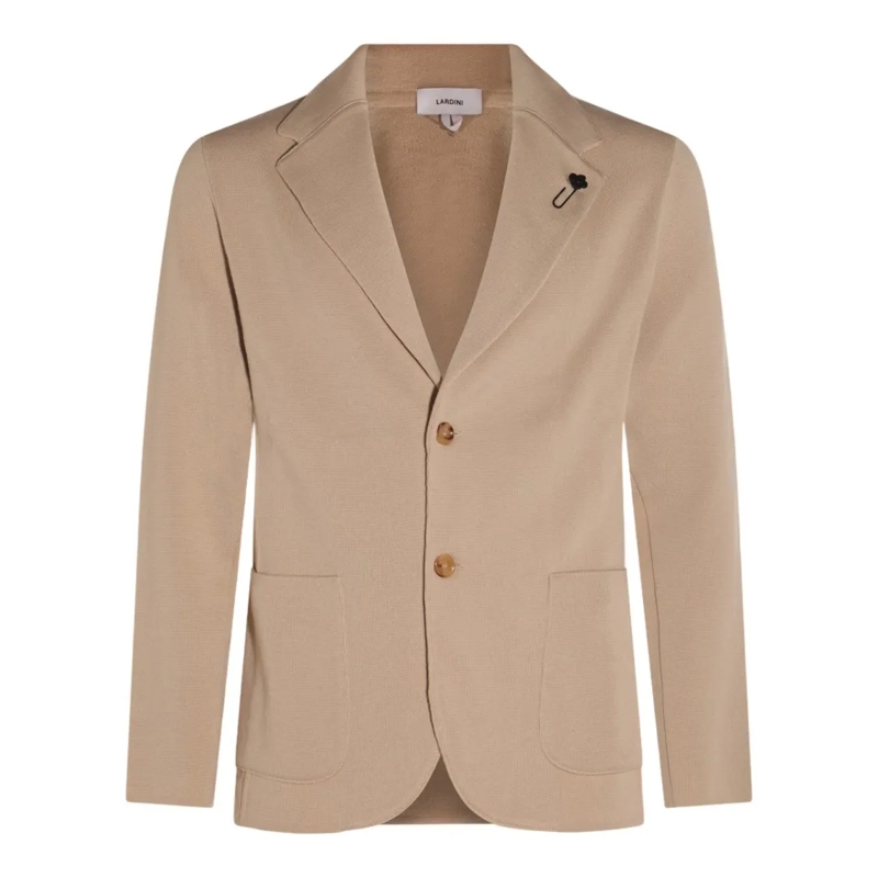 Lardini Strickjacke Tailored Knit Sweater With Notched Lapel Neutrals