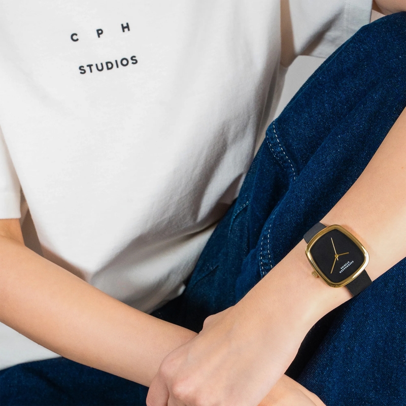 Copenhagen Quarzuhr Echtleder Curved Leather gold(Image 2)