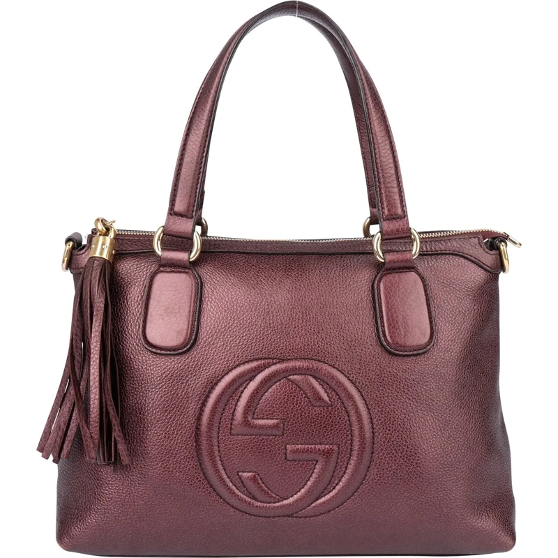 Gucci Sac à bandoulière Gucci Metallic Leather GG Soho Handbag rot