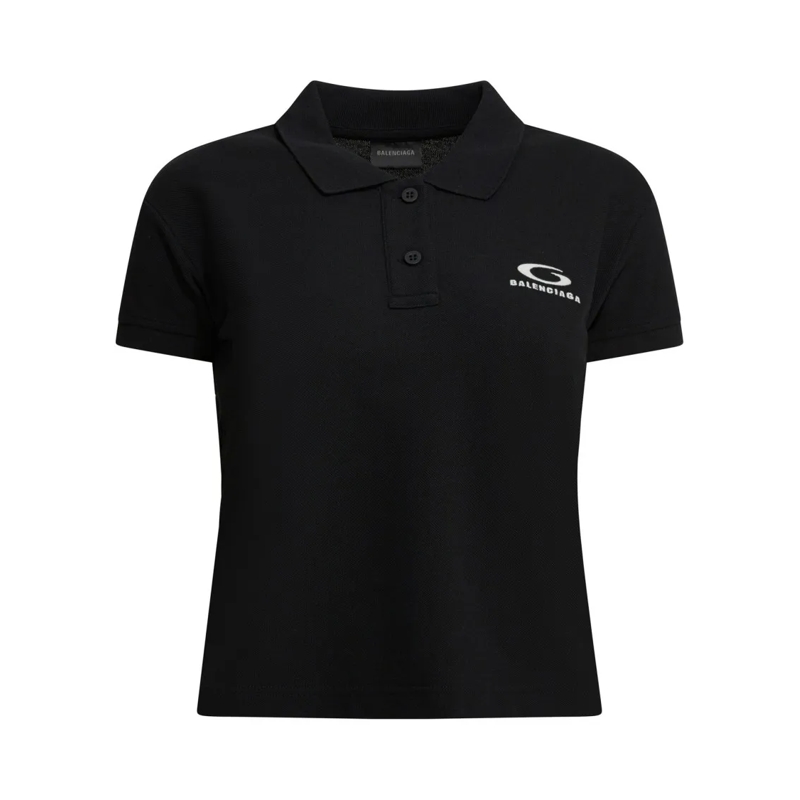 Balenciaga Overhemd Boxy Fit Cotton Polo Shirt With Classic Collar Black