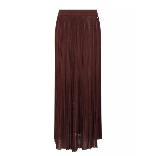 Herno Viscose Lurex Plissé Skirt Brown 