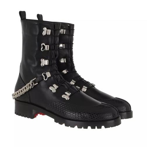 Christian Louboutin Low Chain Boots Leather Black Stivaletto alla caviglia
