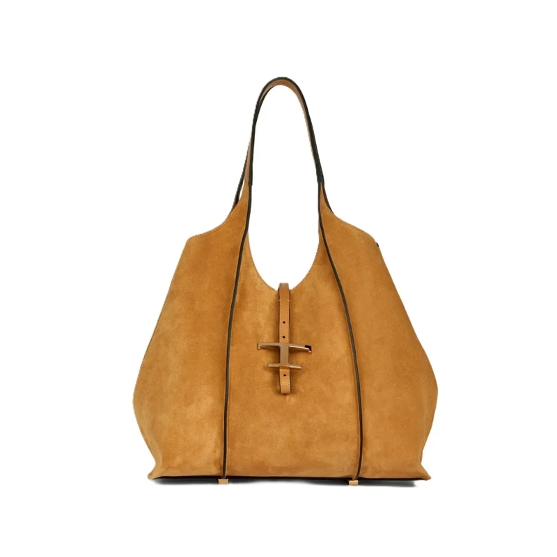 Tod's Tote Refined Suede Leather Shopping Bag Brown