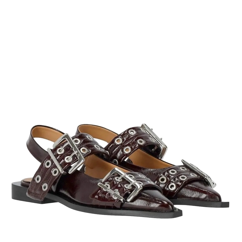 GANNI Ballerines Dames Chunky Buckle Ballerina Auberg rot(Image 4)