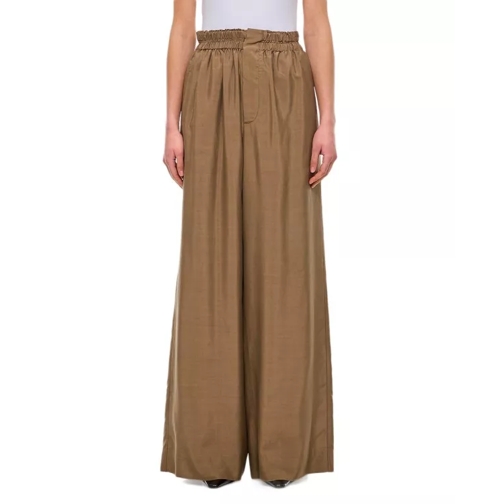 Quira Oversized Silk Trousers Brown 