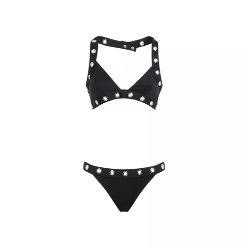 Off-White Eyelet Cross Black Polyamide Bikini Black 