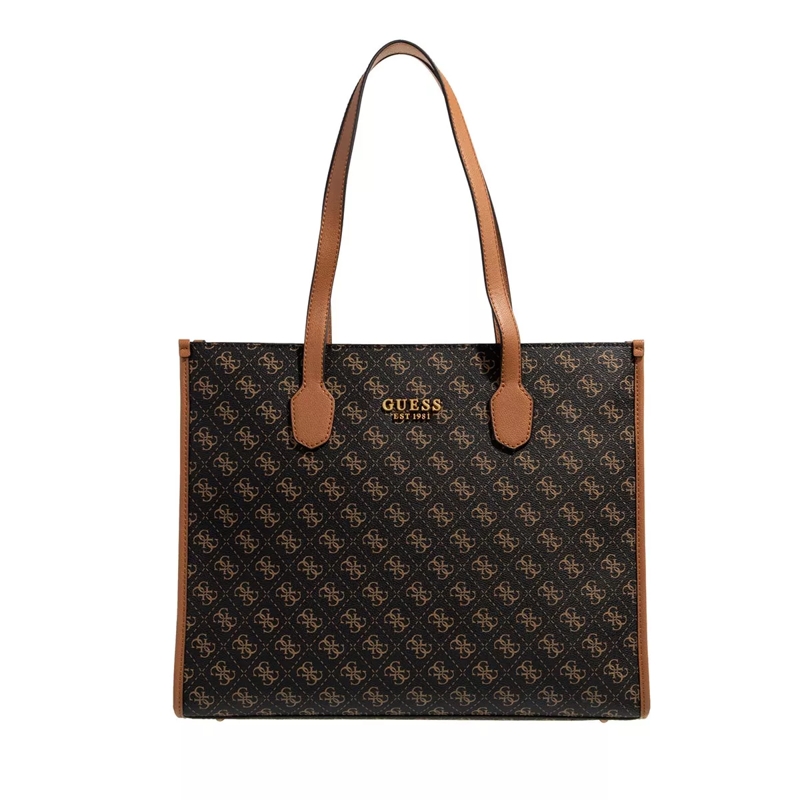 Guess Tote Silvana Girlfriend Tote Brown Logo/Cognac
