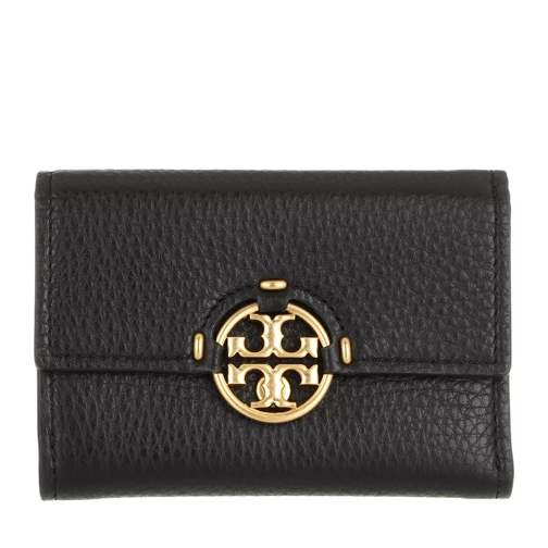 Tory Burch Miller Medium Flap Wallet Black Tri-Fold Portemonnaie