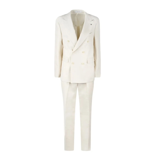 Tagliatore Anzugkombinationen Linen Double-Breasted Tailored Suit White