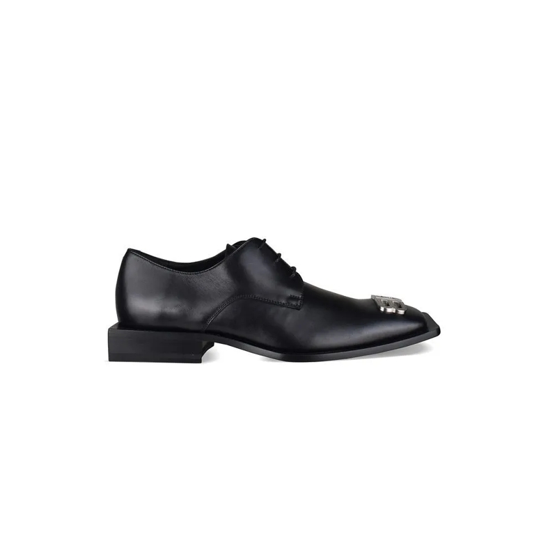 Balenciaga Veterschoenen Square Toe Black Leather Derbies Black