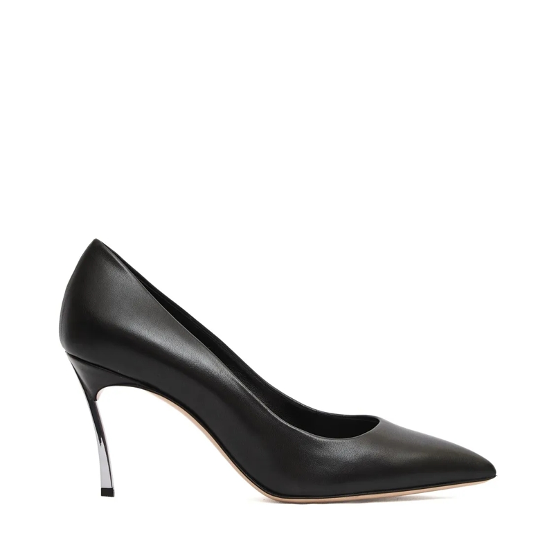Casadei Escarpins Pointed Toe Black Leather Pumps With 80Mm Blade He Black
