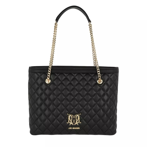 Love Moschino Quilted Logo Shopping Bag Nero/Oro Sac à provisions