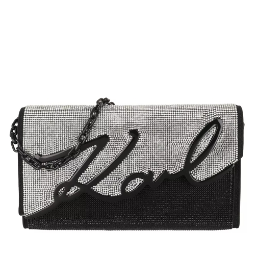 Karl Lagerfeld Signature Sparkle Crossbody Bag Black Silver Borsetta a tracolla