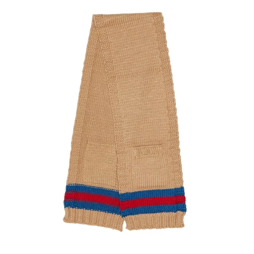 Gucci Wool Scarf With Pockets Camel/ Blue Wollen Sjaal