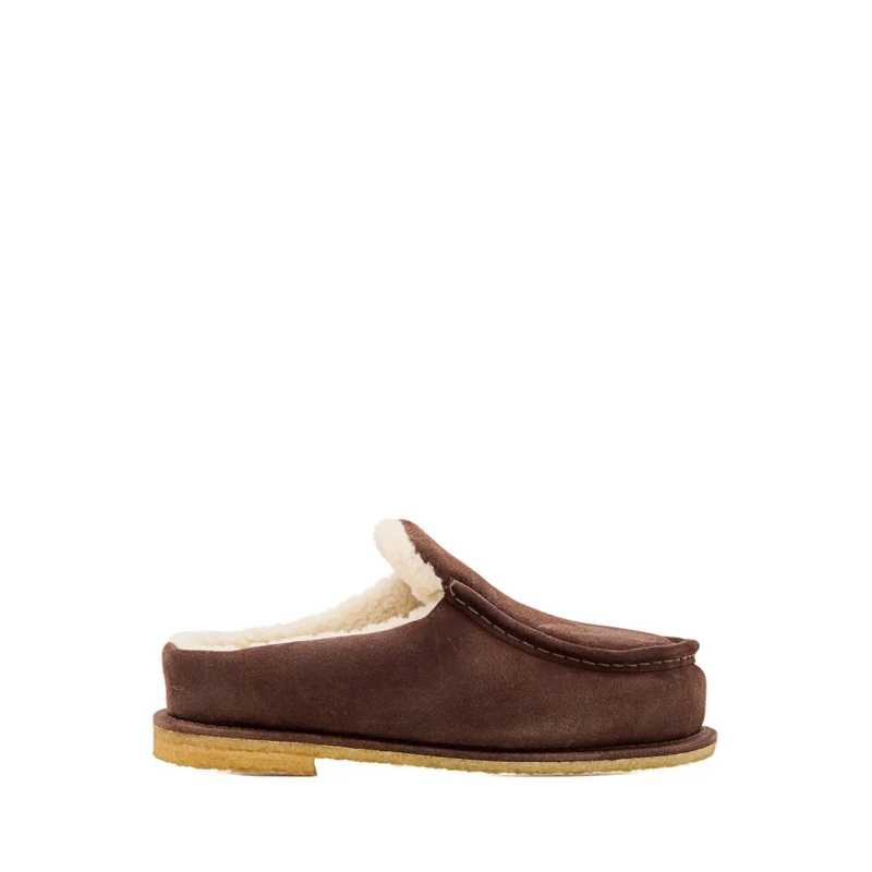 J.W.Anderson Mules Brown Suede Mules With Cozy Fur Interior And Embos Brown