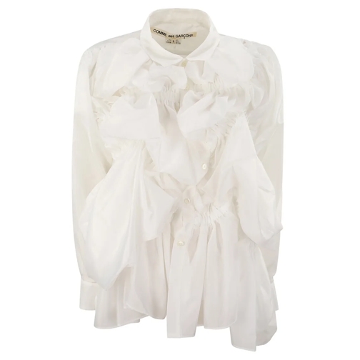 Comme des Garcons Blusen Shiny Effect Shirt White