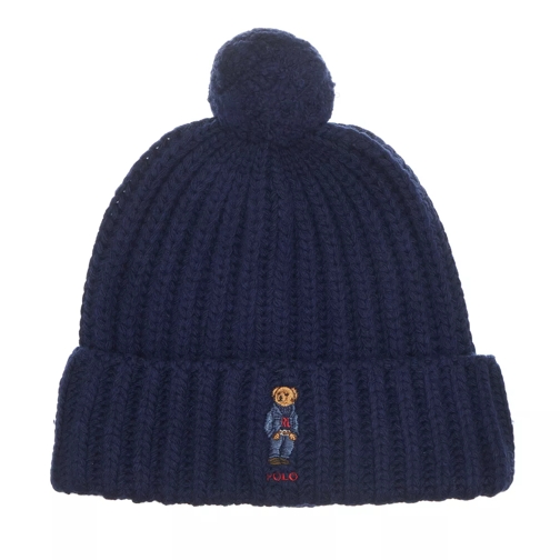 Polo Ralph Lauren Bear Beanie Hat Cold Weather Hunter Navy Wool Hat