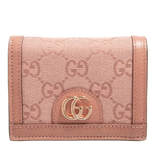 Gucci Ophidia GG Card Case Wallet Pink Canvas Tvåveckad plånbok