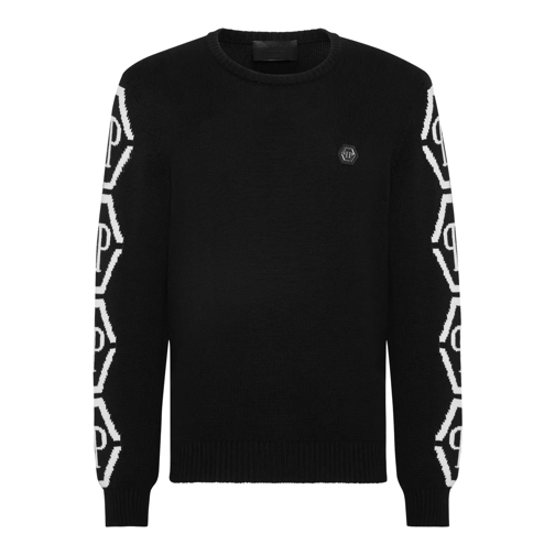 Philipp Plein Sweatshirts Rundhalspullover Hexagon schwarz
