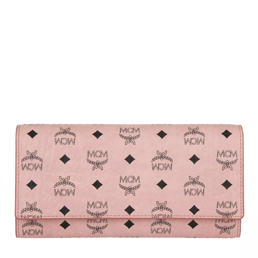 MCM Color Visetos Three Fold Large Wallet Soft Pink Flap Wallet