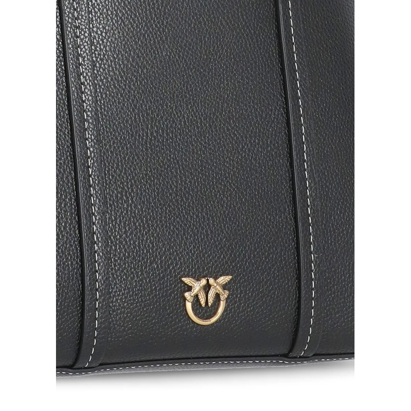 Pinko Tote Black Pebbled Leather Hand Bag Black(Image 6)