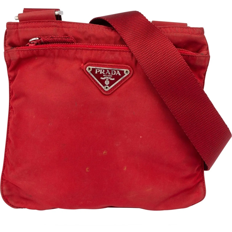Prada Tote Prada Red Nylon Triangle Crossbody Side Bag rot
