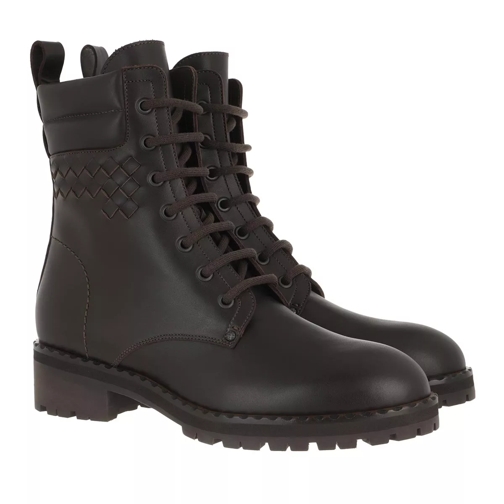 Bottega Veneta Lace Up Military Boots Leather Espresso Laarzen met vetersluiting