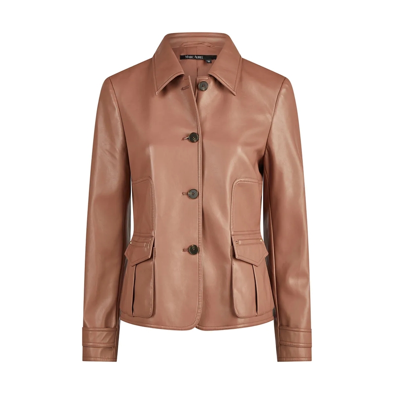Marc Aurel Blazer Blazer- mit Armriegel- weiches Faux Leather- m beige