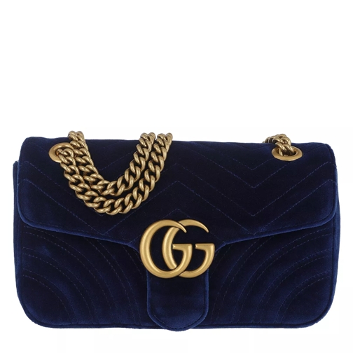 Gucci GG Marmont Shoulder Bag Velvet Cobalt Crossbodytas