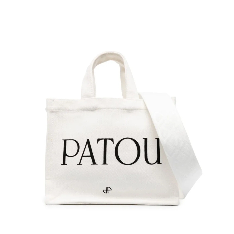 Patou Tote Logo-Print Canvas Tote Bag White