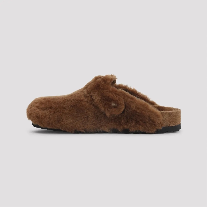 Birkenstock Mules Plush Shearling Slippers Black
