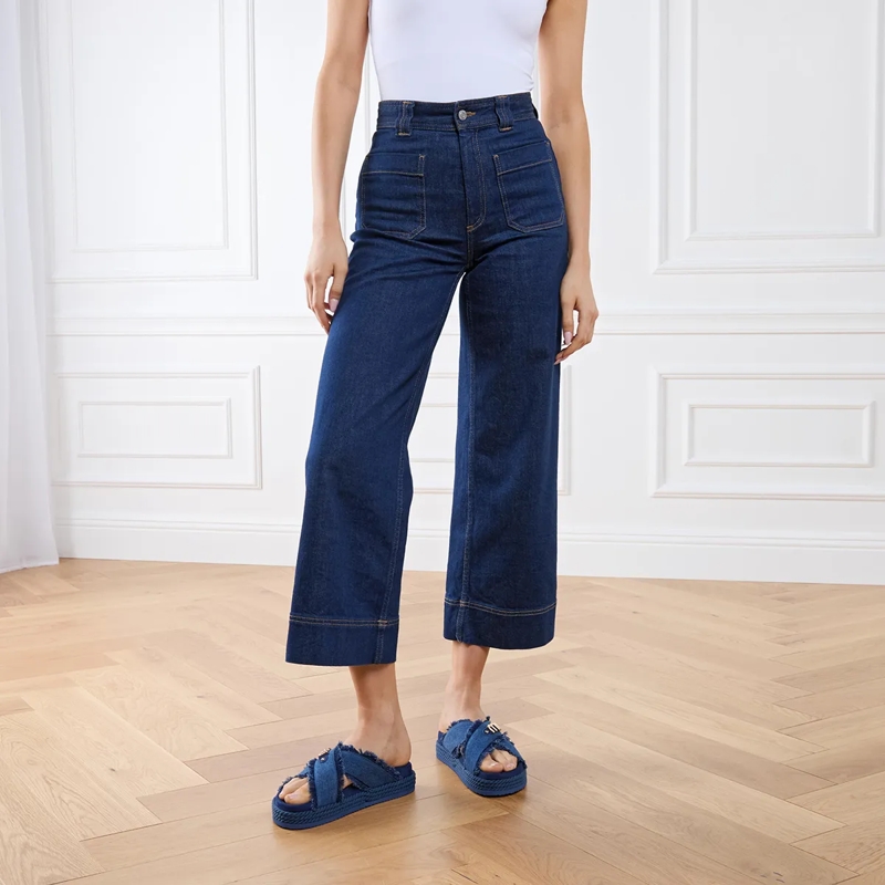 Mou Slides Criss-Cross Sandal Denim Denim(Image 2)
