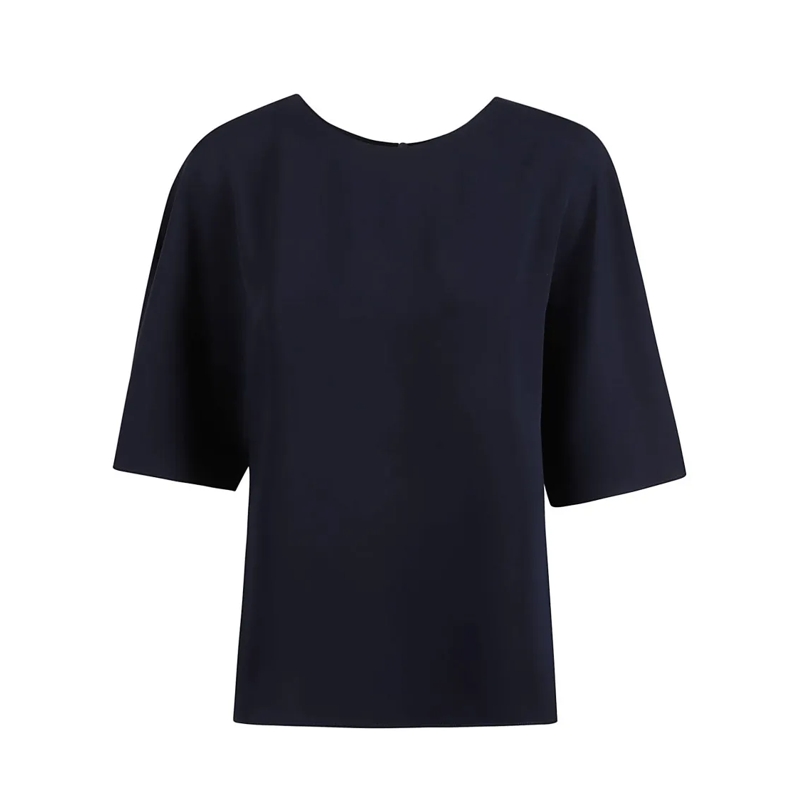P.A.R.O.S.H. Chemisier Relaxed Silhouette Top With Wide Sleeves Blue