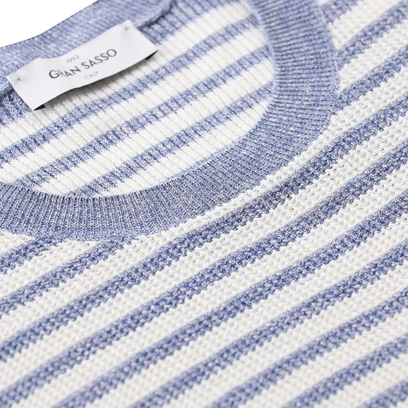 Gran Sasso T-Shirt Gestreiftes T-Shirt aus Leinenmix blau(Image 3)