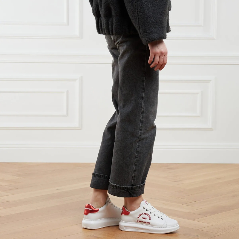 Karl Lagerfeld Low-Top-Sneaker Kapri Maison Metalmesh Tab White Lthr W/Red(Image 2)