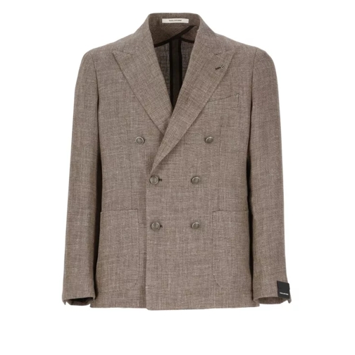 Tagliatore  Brown Virgin Wool And Linen Jacket Brown