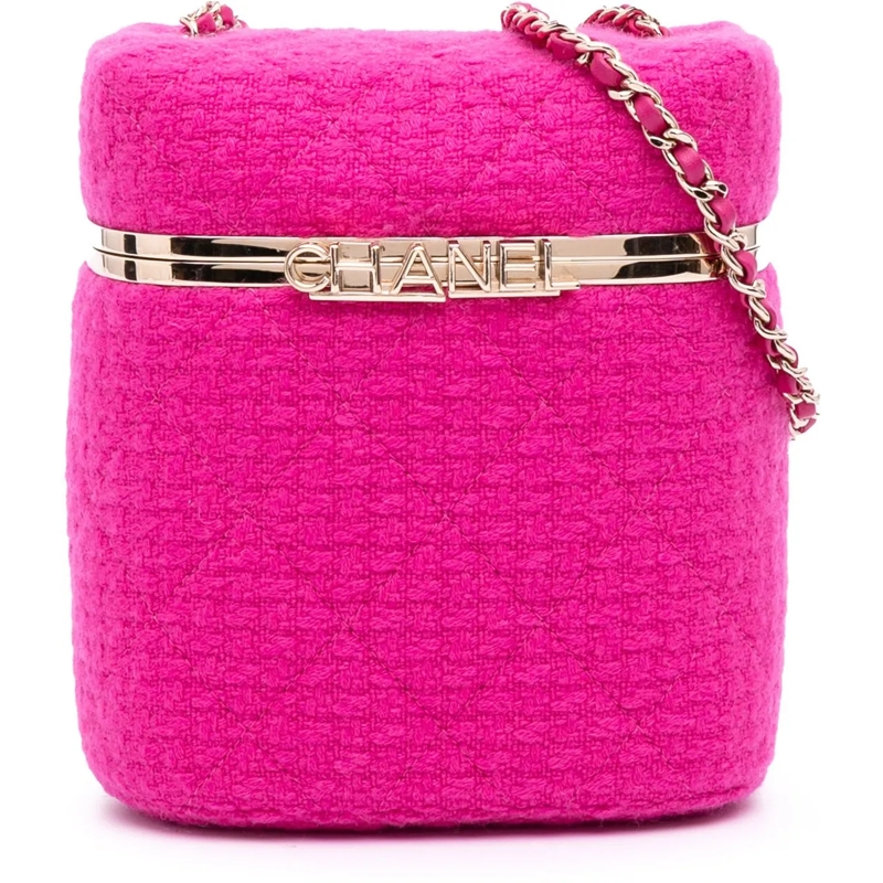 Chanel Sac à bandoulière Quilted Tweed Vanity Case rose
