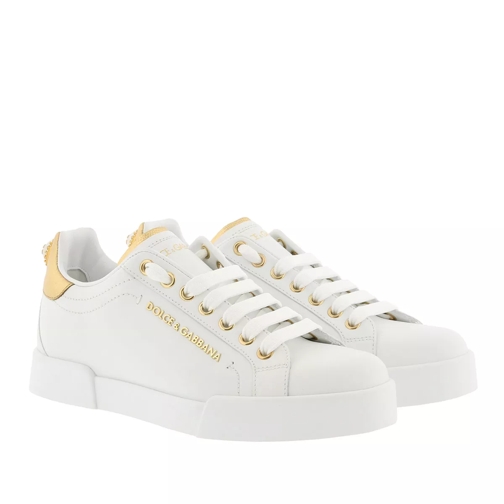 Dolce&Gabbana Portofino Pearl Sneakers Leather White/Gold låg sneaker