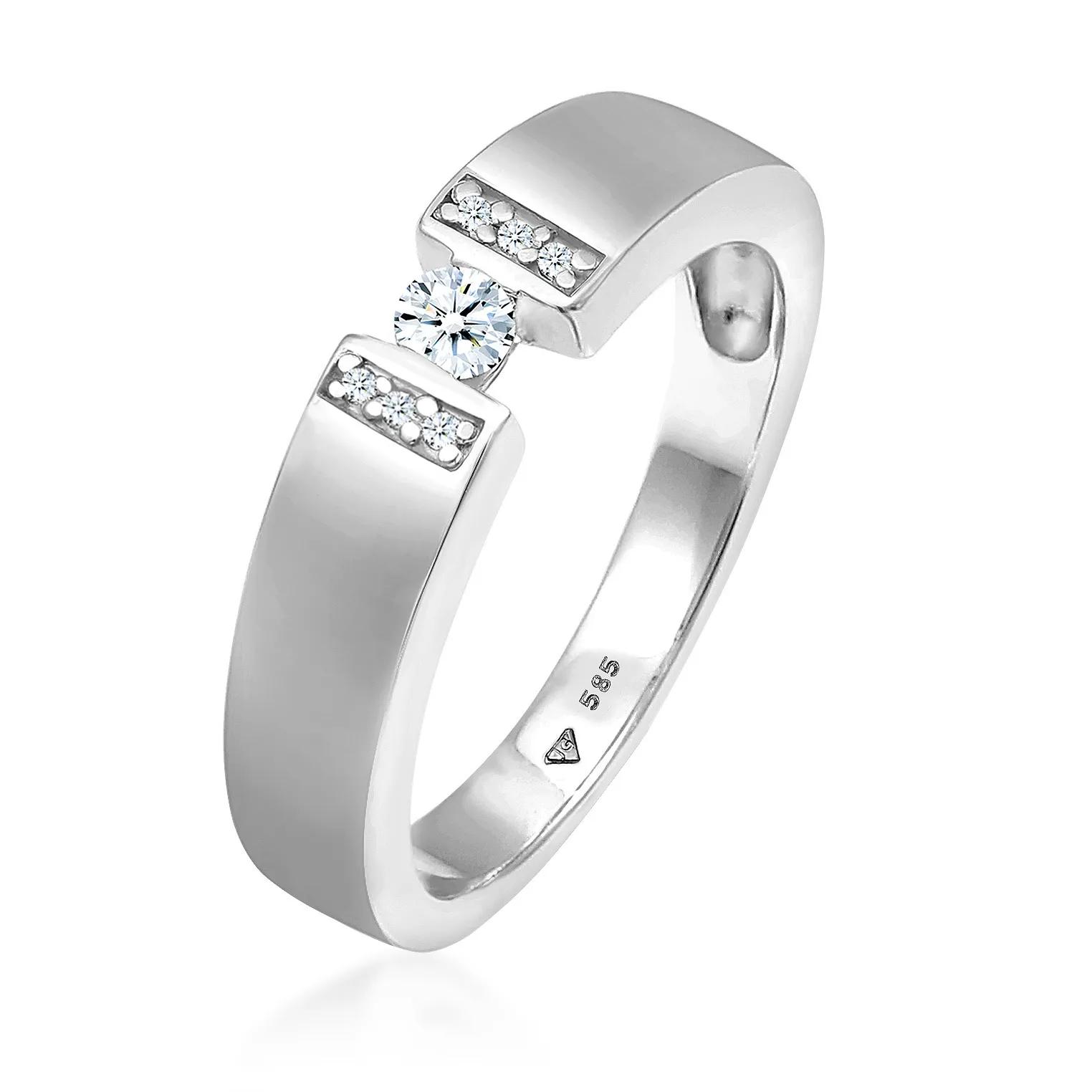 Elli Ringe - Ring Verlobungsring Diamant (0.14 ct.) 585 Weißgol - Gr. 52 MM - in Weiß - für Damen