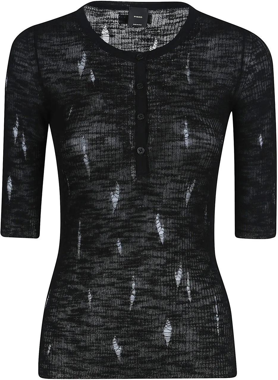 Thumbnail - Pinko - Scott Short Sleeve Sweater Black - Größe S - schwarz