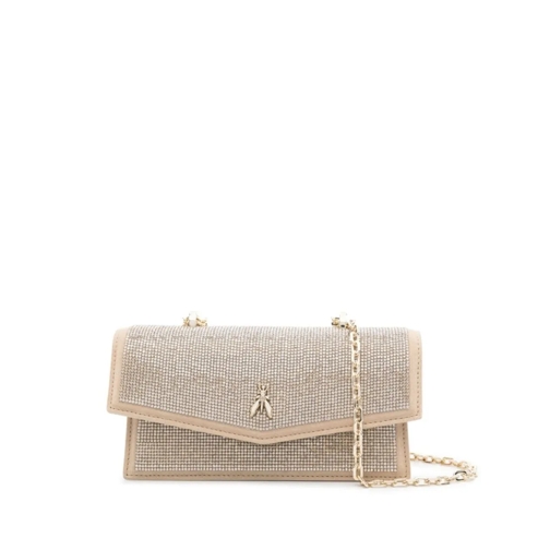 Patrizia Pepe Clutch Bag With Rhinestones Neutrals