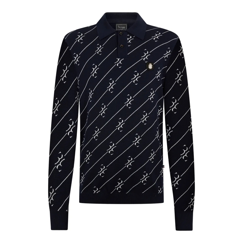 BILLIONAIRE Top Polo Longsleeve All-Over Bb schwarz